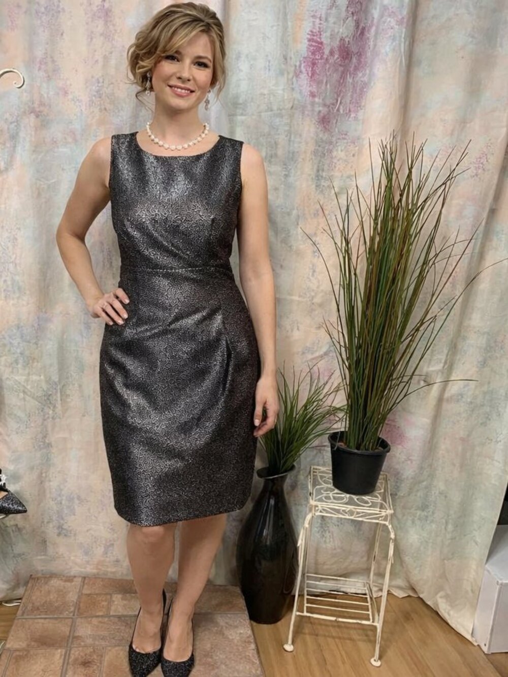 NEW📌Bar III Elegant & Classy Silver Black Cocktail Dress Long Keyhole Backside